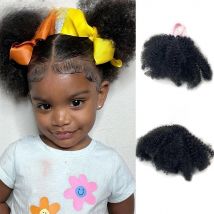 2pcs Kids Hair Buns Synthetic Children's Soft cute Afro Puff elastic band twist ponytail Kinky Bulk for Hair Girls with Elastic