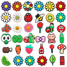 1 Pcs Original Flowers PVC Shoe Charms Accessories Cute Pig Mushroom Bee Ladybug Sandals Buckle Upper Decorations for Kids Gifts