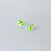 INZATT Real 925 Sterling Silver Minimalist Clover Stud Earrings for Women Cute Fine Jewelry Ear Hole Care Accessories
