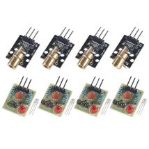 4pcs Laser Sensor Module Non-Modulator Tube Laser Receiver Module with 4pcs KY-008 650nm Laser Transmitter Module for AVR
