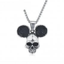 Punk Rock Stainless Steel Gothic Skull Pendant Necklace With Chain For Man Party/Halloween Gift