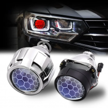 Sinolyn 2.5 Inch Bi Xenon Projector Lenses For H7 H4 Headlights Blue Coating Honeycomb Devil Eyes Car Headlamp Car Accessories