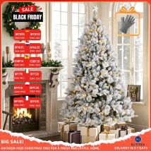 Sztuczny choinka świąteczna z efektem śniegu, biała, 180/210/235 cm, z 250/350/450 ciepłymi białymi diodami LED, 1020/1348/1490 igieł, PVC+PE, metalowy stojak, na imprezę
