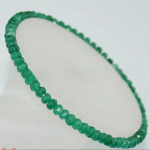 AAA Natural 2x4mm Faceted Green Emerald Gem Beads Stretchy Bracelet 6"-8.5" Red