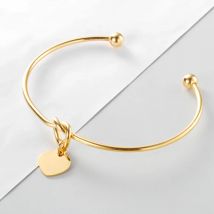Heart Knot Bangle Cuff Stainless Steel Fashion Jewelry Gift for Women Trendy Accessory