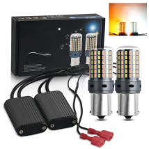 2PCS LED P21W 1156 BA15S PY21W BAU15S Canbus No Error 7440 W21W T20 For Car DRL Turn Signal Lamp Dual Color Dual Mode Switchback