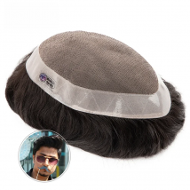 Men Hair Toupee Mono NPU Human Hair Wig Indian Hair System Straight Wave Hairpiece Men's Capillary Prothesis Natural Hairline