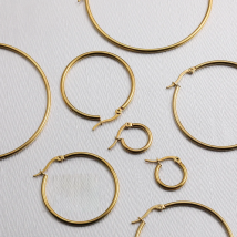 15mm-60mm Minimalist Gold Color Thin Round Circle Hoop Earrings for Women Trendy Stainless Steel Earrings Jewelry Accessories