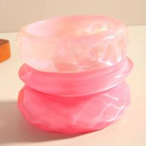 Romantic Sweet Pink Geometric Round Wave Wide Resin Acrylic Shiny cuff Bracelet Korean Charm Y2K Chunky Bangles Jewelry Women