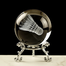 Crystal Badminton Ball Sports Game Souvenirs Glass Ball Desktop Home Decoration For Kids