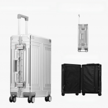 2024 Capacity Durable Luggage Sets 100% Aluminum Suitcase Wheels Women Girl Men Cabin Carry-On Boarding Travel 20/24/26/28