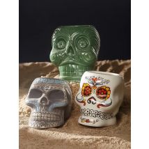 Drinking Glasses,Tattoo Skull Tiki Cocktail Glass,Flower Face Creative Cocktail Glasses,Ceramic Wineglass,Hawaii Bar Accessories