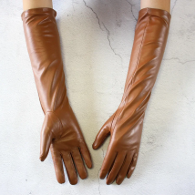 Long Leather Gloves Female Color Sheepskin Cloves Thin Section Over Elbow Long Velvet Lining Winter Warm Arm Set Free Shipping