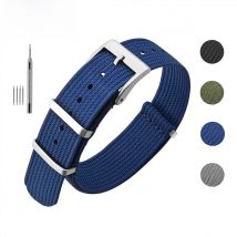 ANNEFIT Nylon Watchband 16mm18mm19mm20mm22mm24mm One-Piece Breathable Military Watch Straps, Heavy Buckle Adjustable Wristband