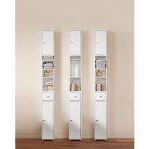 SoBuy BZR34 Mueble alto con 5 compartimentos Mueble de baño con 1 cajón y puertas mueble de baño Blanco BHT aproximadamente 20x180x20cm