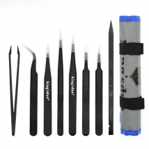 KING'SDUN 8Pcs Anti-static Tweezers ESD Stainless Steel Tweezers Set Industrial Precision Curved Straight Tweezer Repair Tools