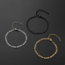 Fashion Chain Bracelet For Men and Women Width 4MM Stainless Steel Plated Gold Black Figaro Link Bracelet Classic Gift Jewelry