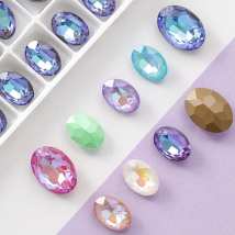 Mocha Fluorescence Loose Rhinestones Oval Shape Colorful Glue On Rhinestones Pointback Glue On Nails Crystals Rhinestone