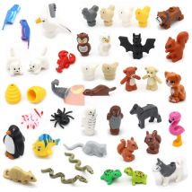 MOC Animal Figure Brick Building Blocks Pet Zoo Dog Penguin Cat Clown Fish Bird Bear Bat Squirrel Owl DIY Model Toys Girls Kids