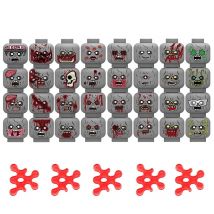 MOC Military Zombie Injured Face Accessories Building Blocks Army Soldiers Figures Head Emotional Weapon Parts Mini Bricks Toys