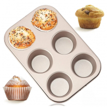6 Cups Cupcake Pan Muffin Tray Non-Stick Carbon Steel Muffin Baking Pan Egg Tart Baking Tray Dish Round Biscuit Cake Mould Pan