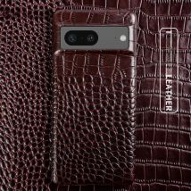 For Google Pixel 7 Pro Case Crocodile Grain Genuine Leather Phone Cover Pixel 10 6Pro 5A capa Protective Etui Back Carcasa Shell