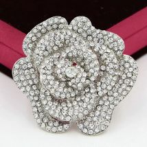 Stunning Diamante Crystal Big Rose Flower Wedding Bridal Elegant Brooch Hot Selling Luxury Women Party Costume Brooch Pins