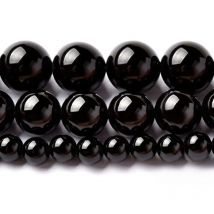 Smooth Round Black Agata Onyx loose stone jewelry Beads Pick size  4 6 8 10 12 14mm  For Jewelry Making BOB01