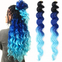 Full Star Synthetic Hair Ombre Deep Wave Bulk Crochet Braids Black Brown Pink Gray Green Purple Blue Color Twist Braiding Hair