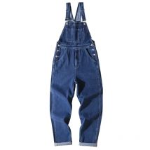 Men's Plus Size Denim Bib Overalls Classic Big Pocket Cargo Jeans Loose Working Coveralls Suspenders Jumpsuits Dark Light Blue