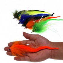 Bimoo 1PC 2PCS Dragon Tails Pike Streamers Bass Pike Muskie Fishing Lure Fly Saltwater Baitfish Big Fishing Dragontail Flies