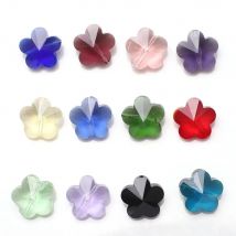 20Pcs/Lot Glass Plum blossom Shape Beads With Vertical Hole 14mm Red Crystal Pendant For DIY Making Charms Jewelry Accessories