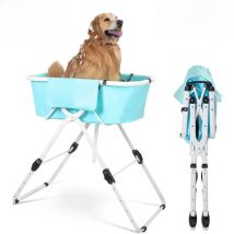 KITPLUS Foldable Dog Bath Tub, 5 Height Adjustable, Shower Dog Pool for Indoor Outdoor, Suit for small, medium and large dog cat