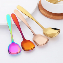 1PC Stainless Steel Rice Spoon S M L Square Spoon Ladle Gold Dessert Ice Cream Table Spoon for Kids Restaurant Kitchen Tableware