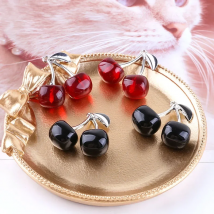 10pcs Big size Cherry Metal Fruit Charms Silver Color Earring Charms for Jewelry Making 29x30mm