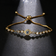 EMMAYA New Round CZ Eye Charm Bracelet Gold Color Slider Chain Bracelets for Women Crystal Jewelry Adjustable