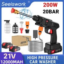 Pistola de agua de lavado de coche eléctrica de alta presión para el hogar, artefacto de lavado de coche inalámbrico con batería de litio, limpieza eficiente portátil t