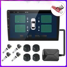JMCQ USB Android TPMS Tire Pressure Monitoring System Display Alarm System Internal External 5 Sensors For Car Navigation Radio