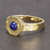 Handmade Vintage Klaus Mikaelson Rings With Natural Lapis Lazuli Stone Hexagon Copper Rings for Men Pure Gold Color