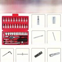 46-in-1 Tool Set Socket Wrench Quick Ratchet Wrench Screwdriver Tool Box Set Home DIY Tool Box, Multi-Functional Tool Box Suitab