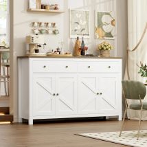 Getone White Sideboard Storage Cabinet 140cm Large Kitchen Cabinet for Living Room Dining Room