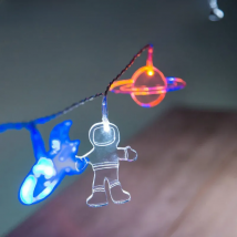 Outer Space Party LED Lights Astronaut Rocket Mars Spaceship String Light Galaxy Solar System Party Boy First Birthday Supplies