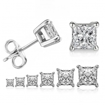 ANZIW Square 925 Silver Stud Earrings For Women Men Zirconia Diamond Earring Wedding Engagement Bridal Jewelry Certified Gifts