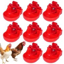 5/10 Pcs Horizontal Chicken Nipples Waterer with Water Bowl Automatic Poultry Nipples Horizontal Side Mount Chicken Drinkers