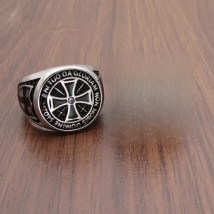 Knights Templar Cross Rings Men Stainless Steel Crystal Finger Jewelry Gift for Birthday Party