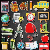 Cartoon Study Tools Embroidery Patch Pen Ruler Book School Supplies Iron On Appliques Opening Season Badge For Teachers Students