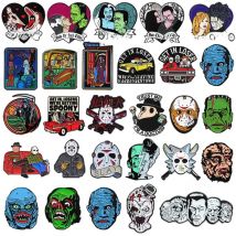 Halloween Collection Enamel Pins Horror Movie Killer Character Grim Reaper Ghost Bride Brooches Badge Jewelry Gifts For Friends