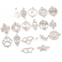 5Pcs Stainless Steel Love Heart/Leaf Charms Connectors for DIY Handmade Bracelet Necklace Pendants Jewelry Making Accessories
