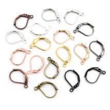30-50pcs 15*10mm Silver Gold French Lever Earring Hooks Wire Settings Base Hoops Earrings For DIY Jewelry Making Supplies