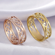 COOLTIME Filigree Flower Rings for Women Stainless Steel Romantic Couple Finger Rings Trend Birthday Jewelry Gift New in